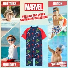 Marvel Swimming Costume Swimsuit Hulk Spiderman Avengers Swimwear Short Sleeve Full Body Summer Essentials - Multicolor - View 4