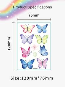 Glitter Butterfly Makeup Temporary Tattoos For Women Girls, 10Sheets Colorful Butterflies Wings Fake Tattoo Stickers Waterproof For Face Eye Makeup Birthday Party Favors Gifts - Multicolor - View 5