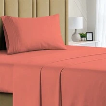 Luxurious Ultra Soft 3-Piece Bamboo Fiber Bed Sheet Set With Deep Pockets - Twin - Orange - View 2