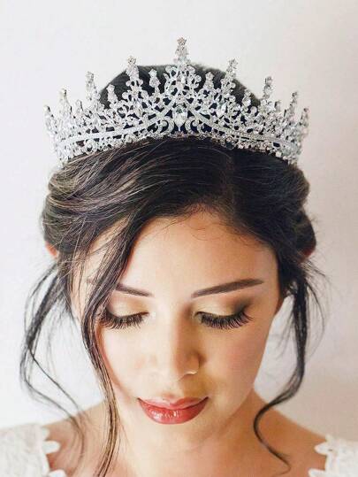 1pc Bridal Crown Headpiece For Princess Evening Gown Styling, Elegant Rhinestone Hair Hoop, Zinc Alloy Hair Ornament, Suitable For Spring, Summer, Autumn Tiara Costume Crown Hair Garland Hair Vine, Tiara Crown, Wedding, Bridesmaids Gifts, Looks Of Party, Birthday, Festival Outfits, Rave Accessories