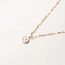 1pc Initial Letter A-Z Pendant Necklace, Gold Color Disc Charm Necklace, Suitable For Birthday, Mother's Day, Valentine's Day, Daily Wear Valentines,Mom,Mother,Mother's Day,Gift
