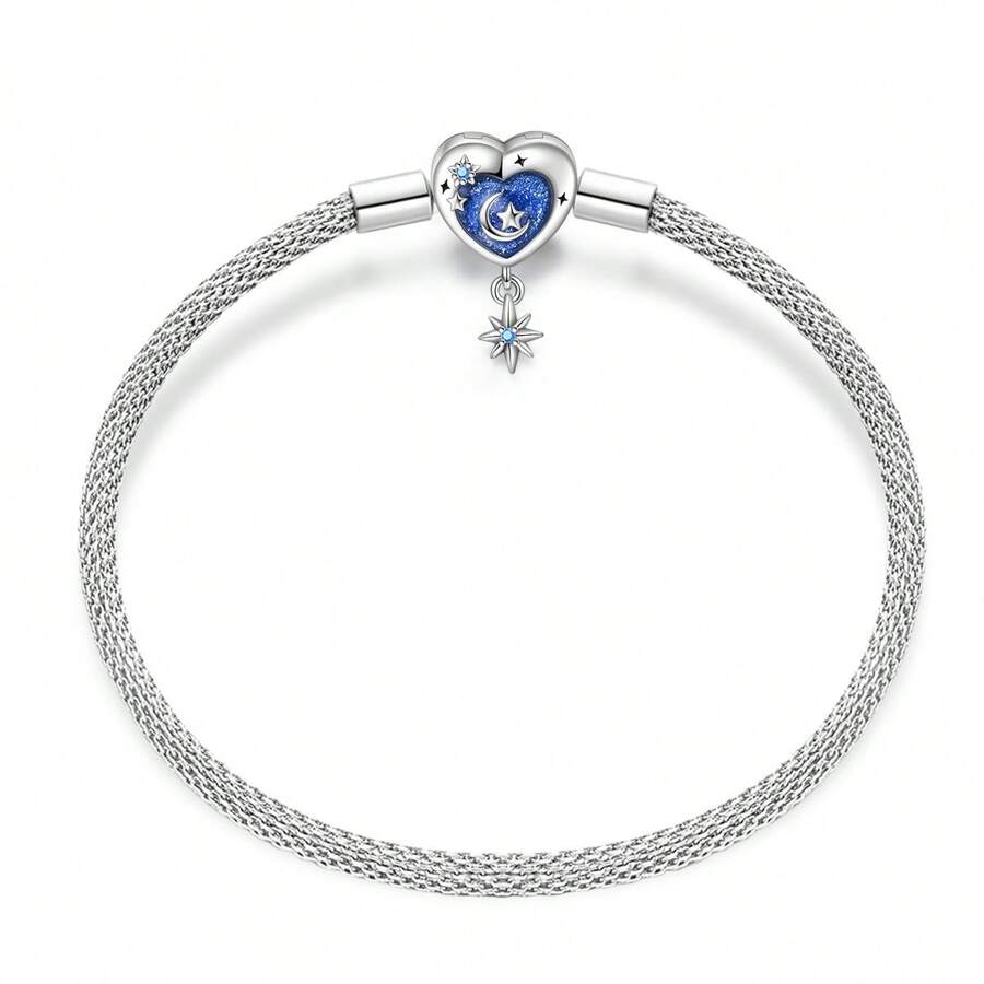 Pulsera de plata de ley 925 con diseño de cielo estrellado y patrón de hueso de serpiente, adecuada para hacer manualidades, regalo de joyería elegante para mujeres en fiestas de cumpleaños