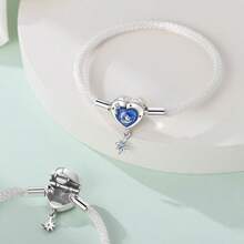 Pulsera de plata de ley 925 con diseño de cielo estrellado y patrón de hueso de serpiente, adecuada para hacer manualidades, regalo de joyería elegante para mujeres en fiestas de cumpleaños