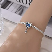 Pulsera de plata de ley 925 con diseño de cielo estrellado y patrón de hueso de serpiente, adecuada para hacer manualidades, regalo de joyería elegante para mujeres en fiestas de cumpleaños