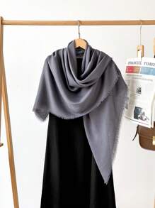 1 件优质春季新款亚麻 130 厘米方形披肩，纯色真丝围巾/披肩，适合女士 - 多色 - 查看 7