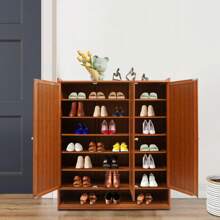 Bamboo Shoe Storage Cabinet With Doors, 8 Tier Free Standing Shoe Racks, 30 Pair Tall Shoe Rack Entryway Shoe Cabinet For Hallway Living Room - 棕色 - 查看 10