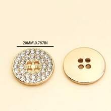 6 Peças Elegantes Botões de Design Sofisticado com Pedras Brilhantes para Mulheres, Adequados para Casacos, Jaquetas, Suéteres, Botões Decorativos Metálicos de Alta Qualidade