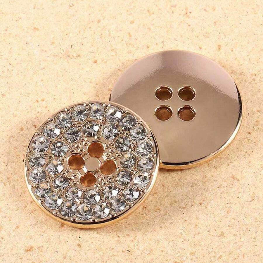 6 Peças Elegantes Botões de Design Sofisticado com Pedras Brilhantes para Mulheres, Adequados para Casacos, Jaquetas, Suéteres, Botões Decorativos Metálicos de Alta Qualidade