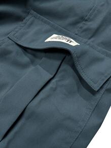 Hidkat [Spring/Summer] Men's Solid Color Cargo Shorts With Multiple Pockets, Casual Drawstring Waist Shorts For Summer - Navy Blue - View 5