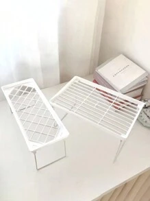 1pc Foldable Desk Storage Rack, Tabletop Riser Organizer, Bathroom & Kitchen Spice Shelf