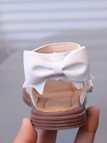 1 双女童白色凉鞋，舒适百搭蝴蝶设计休闲户外夏季鞋 - 白色 - 查看 5