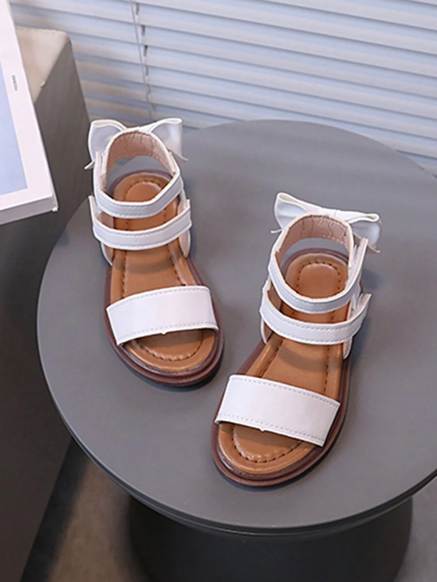 1 双女童白色凉鞋，舒适百搭蝴蝶设计休闲户外夏季鞋 - 白色 - 查看 1