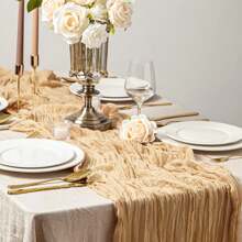 1 件/套 粗棉布桌旗 波西米亚风乡村风纱布粗棉布桌旗 适用于婚礼派对新娘迎婴派对生日招待会宴会仪式餐桌装饰 - 彩色 - 查看 13