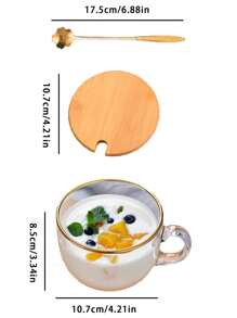1pc/4pcs 450ml大容量木盖玻璃杯，可用作早餐杯、咖啡杯、甜点杯、沙拉杯，简约透明玻璃杯，适用于家庭、客厅、办公室、休闲、户外旅行，一年四季，可作为礼物 - 彩色 - 查看 10