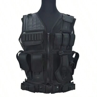 Multi-Pocket Ventilated Tactical Vest For Outdoor Military Airsoft, Army, Hunting, Camping, Hiking - TOMSHOO