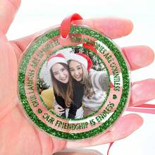 Adorno personalizado con brillo y purpurina - Adorno de cristal personalizado - Regalo de Navidad para mejores amigas, almas gemelas - Decoración de San Valentín, pintura artística para regalo, recuerdo