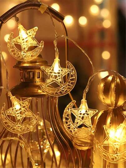 1PC Led 1.5/3 Meters Big Moon & Large Stars Design Indoor Decoration For Room, Birthday Party, Gift, Four Seasons Style Twinkle Star String Light