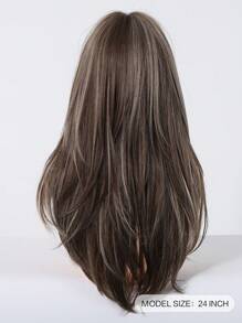 Brown & Golden Highlights Long Straight Wig, Natural Layered, Suitable For Daily Wear, Parties, Cosplay, Etc. (Please Note Proper Wearing And Maintenance) - Brown Highlight - View 6