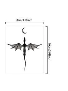 1 buah Stiker Tato Temporer Naga, Tahan Air & Keringat, Sekali Pakai, Unisex, Cocok untuk Lengan, Pinggang, Dada, Kaki, Perut, Leher, Tangan, Jari, Punggung, Seni Tubuh Modern - Hitam - View 4