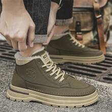 Neue Stil Mittelhohe Lässig Herrenschuhe, & vielseitiges Design, weiche Fütterung für Komfort, wasserdichtes Lederobermaterial, Schnürung, rutschfeste & langanhaltend Laufsohle, Outdoor Lässig Arbeitsschuhe