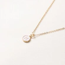 1pc Initial Letter A-Z Pendant Necklace, Gold Color Disc Charm Necklace, Suitable For Birthday, Mother's Day, Valentine's Day, Daily Wear Valentines,Mom,Mother,Mother's Day,Gift