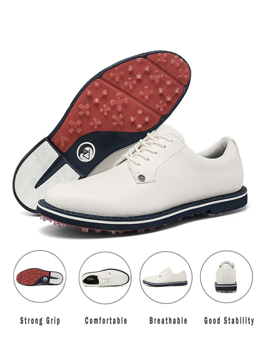 New Upgraded Men Spikeless Golf Shoes Comfortable Golf Footwear No-Slip Golf Sneakers - 白色 - 查看 1
