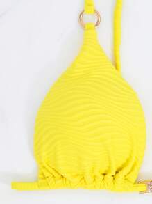 Sexy Tie-Up High Waist 2 Pieces Bikini Swimwear For Women, For Summer Beach Vacation - Yellow - View 5