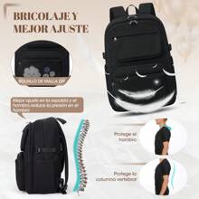 Mochila para Laptop 15.6 Pulgadas,Mochila de Viaje para Computadora Portátil,Mochilas para Mujer Hombre para Trabajo,Estudios,Viajes,Negocios,Mochila Juvenil Gran Capacidad - Negro - Ver 3
