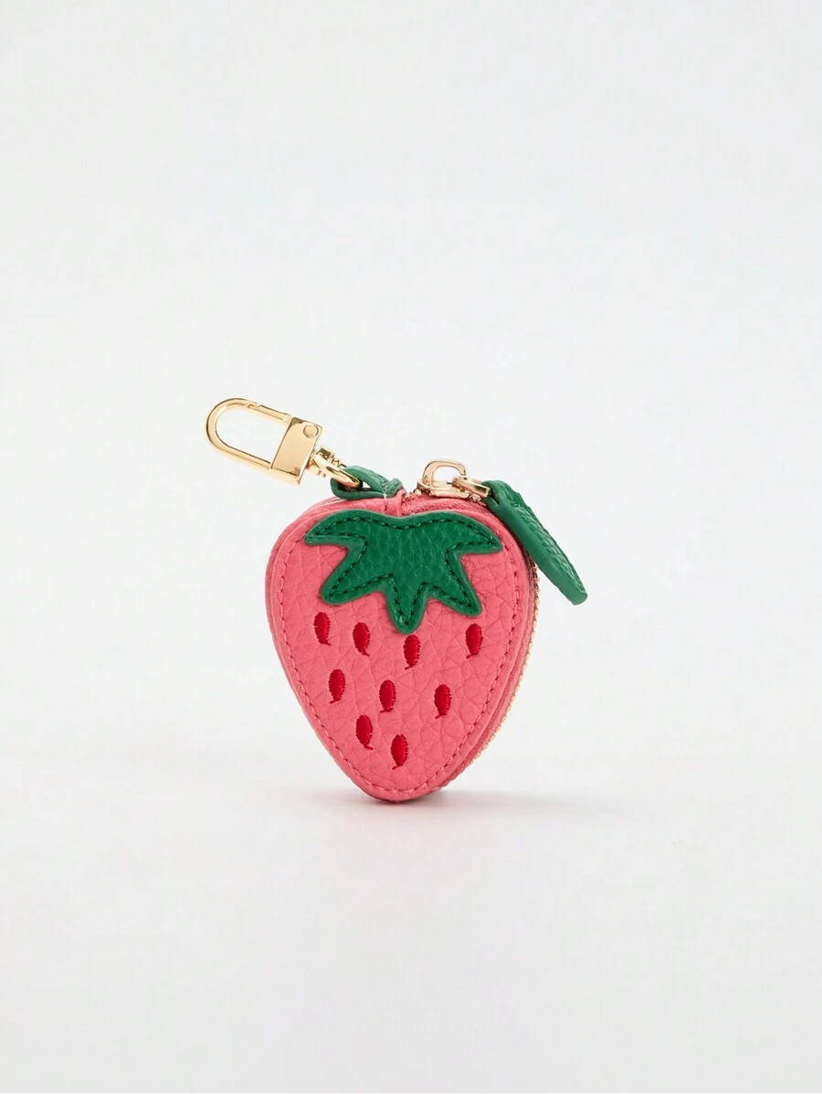 草莓零钱包钥匙扣水果吊饰 2025 新款钱包兼容 Airtag 女士钱包迷你钱包钱包零钱包
