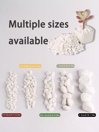 1 pezzo 100/300/500/800g Ciottoli bianchi per piante in vaso, succulente e piante verdi, riempimento per cortile, balcone, pavimentazione, albero di Natale, palline di neve sotterranee