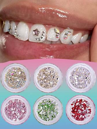 novani 牙齿宝石 DIY 牙齿水晶 平底玻璃宝石 多形状牙齿水晶宝石