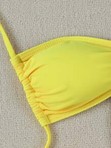 Bộ bikini quây màu vàng gợi cảm, kiểu dáng thường ngày, mới về dành cho nữ, thích hợp cho bãi biển, kỳ nghỉ, tiệc tùng, hẹn hò mùa hè. - Màu vàng - Xem 5