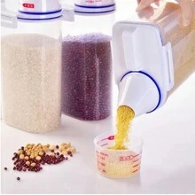 Pote Hermético com Copo Multiuso Medidor 2L Bico Dosador Cozinha Mantimentos Lavanderia