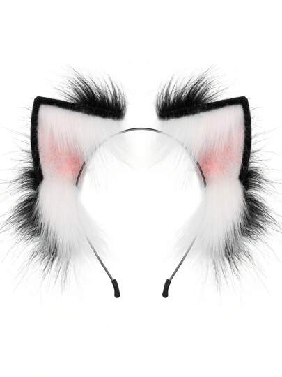A Set Of Cute Cat Ear Headband Fox Ear Headband Plush Headband Hand Simulation Lolita Animal Ear Headband Cosplay Headwear Party Stage Dress Up Hair Accessories
