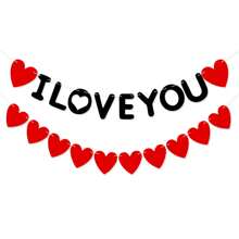 2pcs Felt Heart Shape Pennant Banner "I LOVE YOU" Red Heart, Valentine's Day Decorations, Wedding, Proposal, Backdrop Decoration - Multicolor - View 5