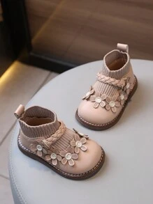 1 Paar elastische Mädchen Stiefel, süße Prinzessin Baby Stiefel für Frühling, Herbst und Winter