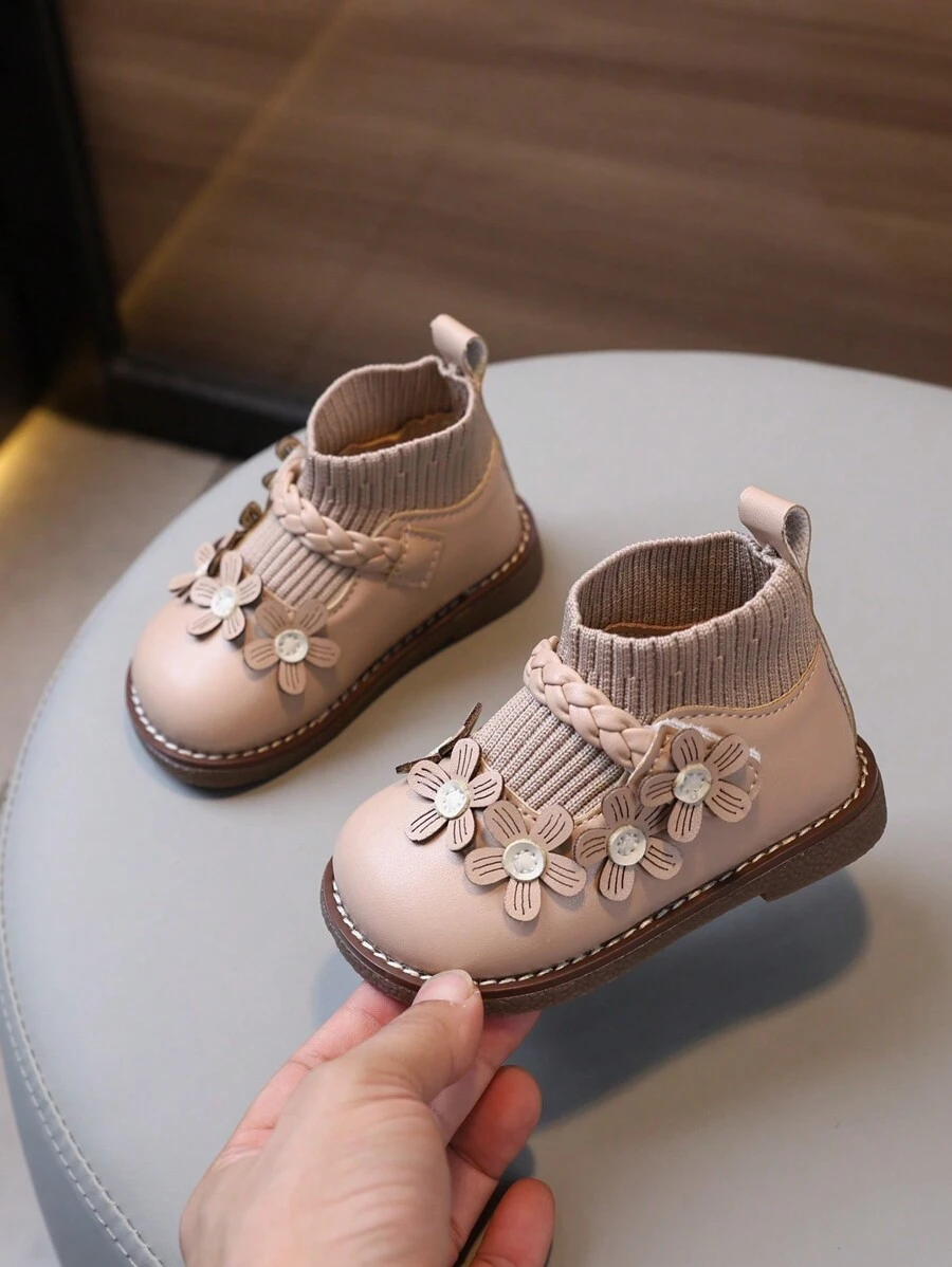 1 Paar elastische Mädchen Stiefel, süße Prinzessin Baby Stiefel für Frühling, Herbst und Winter