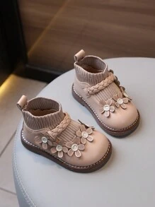 1 Paar elastische Mädchen Stiefel, süße Prinzessin Baby Stiefel für Frühling, Herbst und Winter