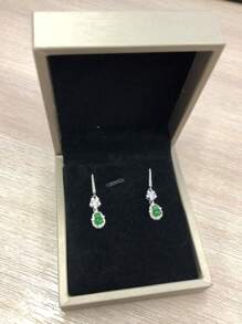 Elegant Design 925 Sterling Silver Plated Gold Jade Gourd Pendant Earrings / Full 18K Gold Plated / Size 6x4mm High-Quality Natural Jade Gourd Pair / Natural Zirconia / Pure Silver Gold Plated Craftsmanship / Hand-Clawed Setting Craftsmanship / Micro-Inlay Craftsmanship / Electroplated Gold Craftsmanship / Jewelry Gift Box Packaging / Fine Jewelry / Holiday Birthday Gift / Daily Wear Gift - Silver - View 12