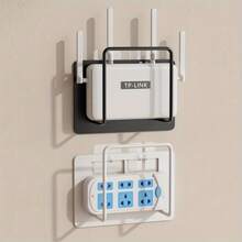 Easy-Install No-Drill Wall Mount Router Holder - Sleek White Cast Iron, Space-Saving Shelf For Living Room & More, Router Stand, Wall-Mounted, Shelf, WiFi, Shelves,Travel,Suitcase,Travel Bag,Travel,Travel Essentials,Holiday Essentials,Stationery Storage Boxes,Colored Pencil Holder,Travel Organiser Bag,Makeup Bag - Multicolor - View 8