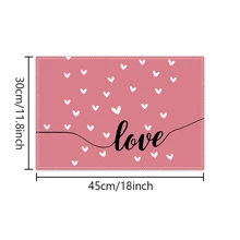 1pc/4pcs/6pcs Pink Heart Shape Placemats, I Love You Linen Woven Table Mats, Heat Resistant, Square, Machine Washable, Home And Dining Decoration For Valentine's Day