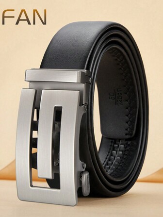 rongkepolo 1pc Men's Ratchet Leather Dress Belt, Black, Suit And Jeans Appropriate, American Design, Fashionable Belt For All Occasions, Formal, Pants Summer, School Fall, Autumn, Halloween