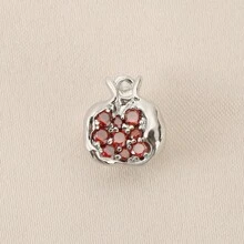2/5pcs Copper With Cubic Zirconia Geometric Pomegranate Shaped Pendant, For DIY Bracelet, Necklace, Keychain, Jewelry Accessories