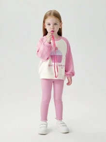 MARC&JANIE Bluza z nadrukiem Young Girl Cake & Letter Graphic Raglan Sleeve - Wyrazisty róż - Zobacz 6