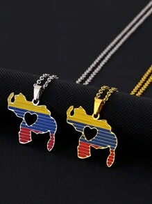 kuuioe 1 chiếc vòng cổ mặt dây chuyền hình trái tim mạ vàng 18K dành cho nam, phụ kiện trang sức hỗ trợ hình giọt nước bằng thép titan nhiều màu sắc cho ngày lễ tình nhân, mẹ, mẹ, ngày của mẹ, quà tặng - bản đồ - Xem 6