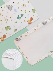 1pc Baby Crib Mattress Cover 120*60cm, Cartoon Print, Breathable & Absorbent, Suitable For All Seasons, Detachable Mattress Pad Love Valentine