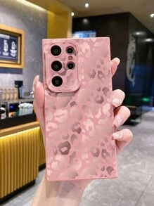 1 pieza Funda de teléfono a prueba de golpes con estampado de leopardo rosa compatible con Apple/Galaxy/Infinix/Redmi/OPPO/VIVO/Realme - Rosa - Ver 5