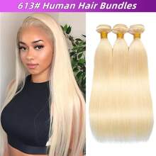 613 Blonde Bundles Human Hair Straight 613 Bundles18 Inch 613 Human Hair Bundles 12A Grade Unprocessed Russian Blonde Virgin Human Hair Bundles Straight Hair 1 Bundles - Gold - View 1