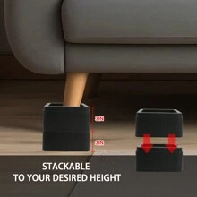 MYMULIKE Bed Risers 3inch, Adjustable Furniture Risers, Heavy Duty Oversized Bed Legs Risers, Up To 6000 Lbs-Table Leg Extenders, Bed Table, Chair, Desk, Sofa (Black 6 Pack) - Black - View 4