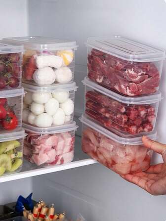 6pcs Kitchen Food Storage Containers, Airtight Leak-Proof Reusable Plastic Meal Prep Containers With Lids, Refrigerator & Freezer Friendly For Meat, Fruit, Vegetables,Kitchen,Christmas Gift